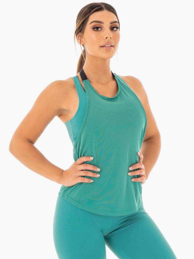 Women's Ryderwear Women Tanks Motion Slinky T-Back Tanks Teal | NZ3009EX