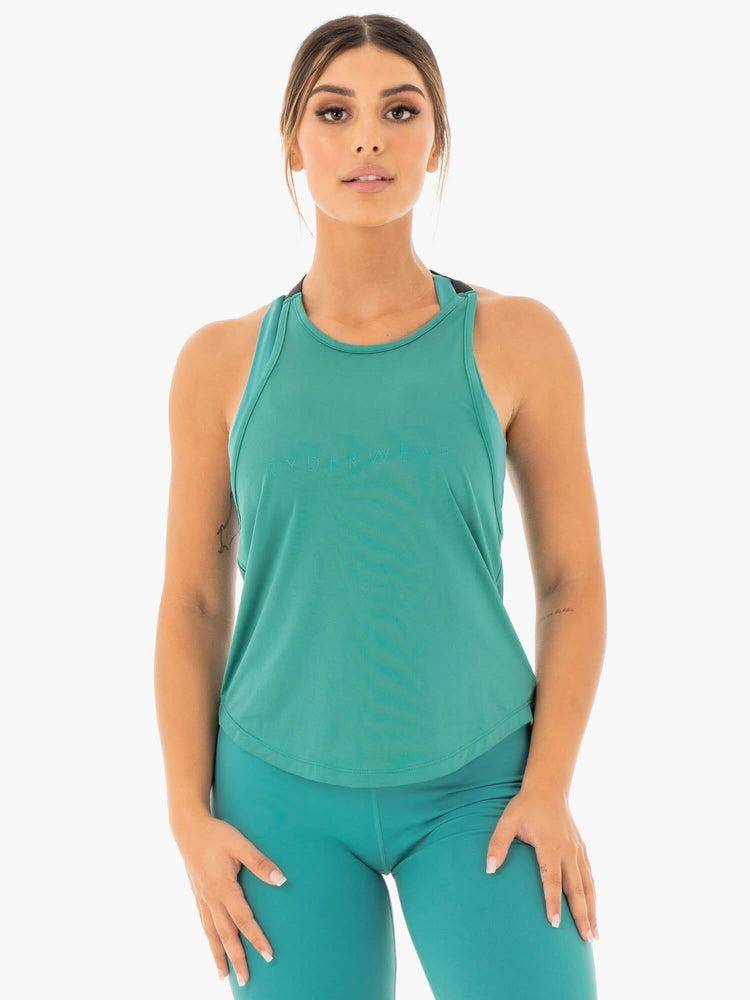 Women\'s Ryderwear Women Tanks Motion Slinky T-Back Tanks Teal | NZ3009EX