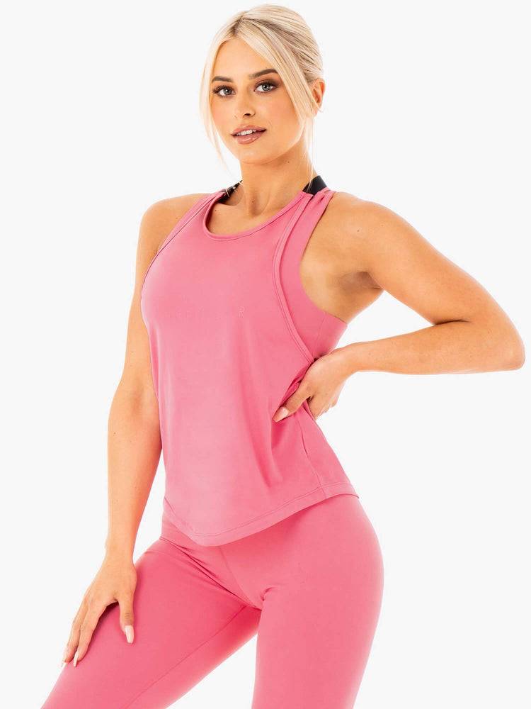 Women's Ryderwear Women Tanks Motion Slinky T-Back Tanks Pink Lemonade | NZ3010WY