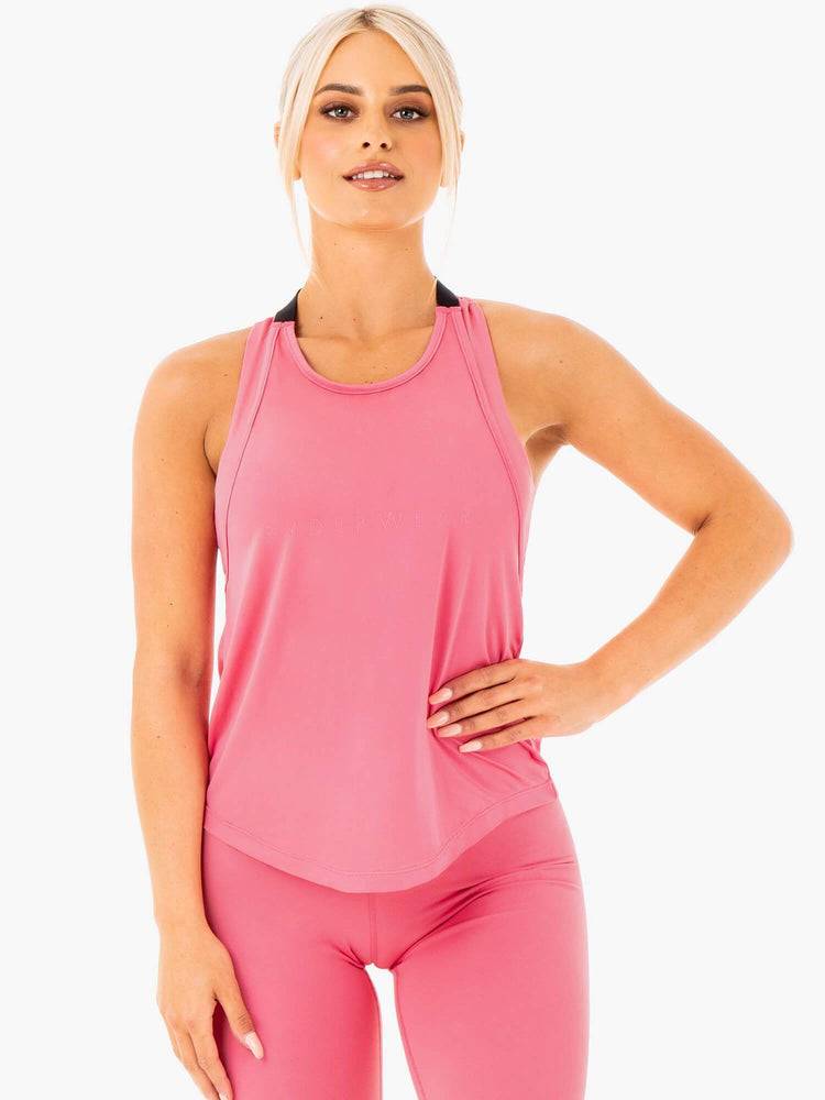 Women's Ryderwear Women Tanks Motion Slinky T-Back Tanks Pink Lemonade | NZ3010WY