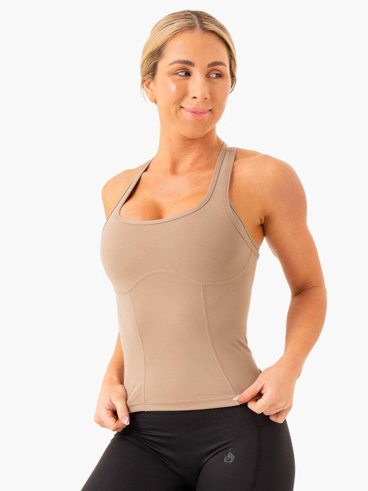 Women's Ryderwear Women Tanks NKD Frame Tanks Latte | NZ2871NB