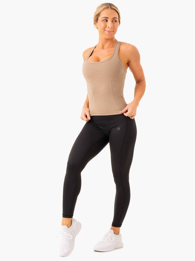 Women's Ryderwear Women Tanks NKD Frame Tanks Latte | NZ2871NB