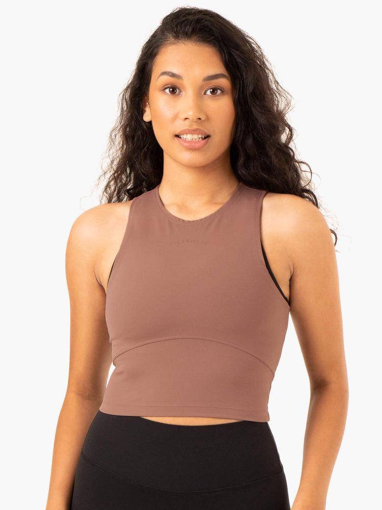 Women\'s Ryderwear Women Tanks NKD Refine Tanks Mocha | NZ2940QZ