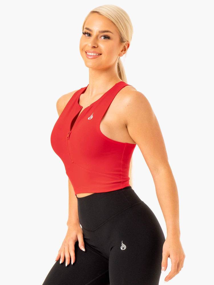 Women's Ryderwear Women Tanks Reflex Zip Up Tanks Red | NZ2905JJ