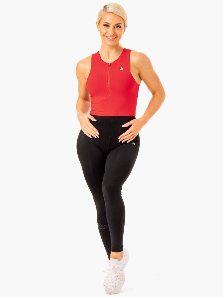 Women's Ryderwear Women Tanks Reflex Zip Up Tanks Red | NZ2905JJ