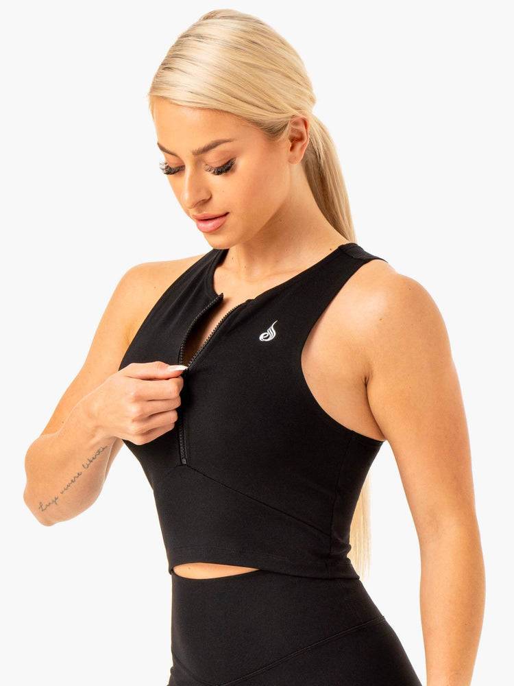 Women's Ryderwear Women Tanks Reflex Zip Up Tanks Black | NZ2989TV