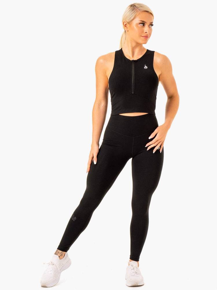 Women's Ryderwear Women Tanks Reflex Zip Up Tanks Black | NZ2989TV