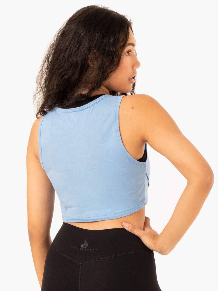 Women's Ryderwear Women Tanks Replay Cross Over Tanks Sky Blue | NZ2851QZ