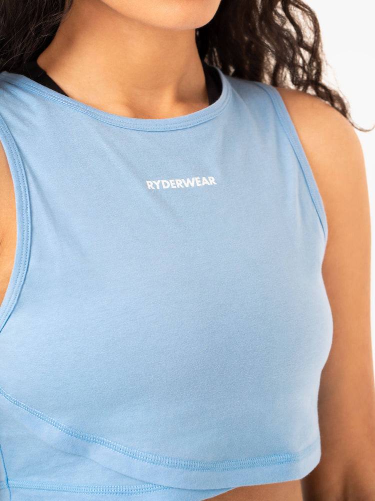 Women's Ryderwear Women Tanks Replay Cross Over Tanks Sky Blue | NZ2851QZ