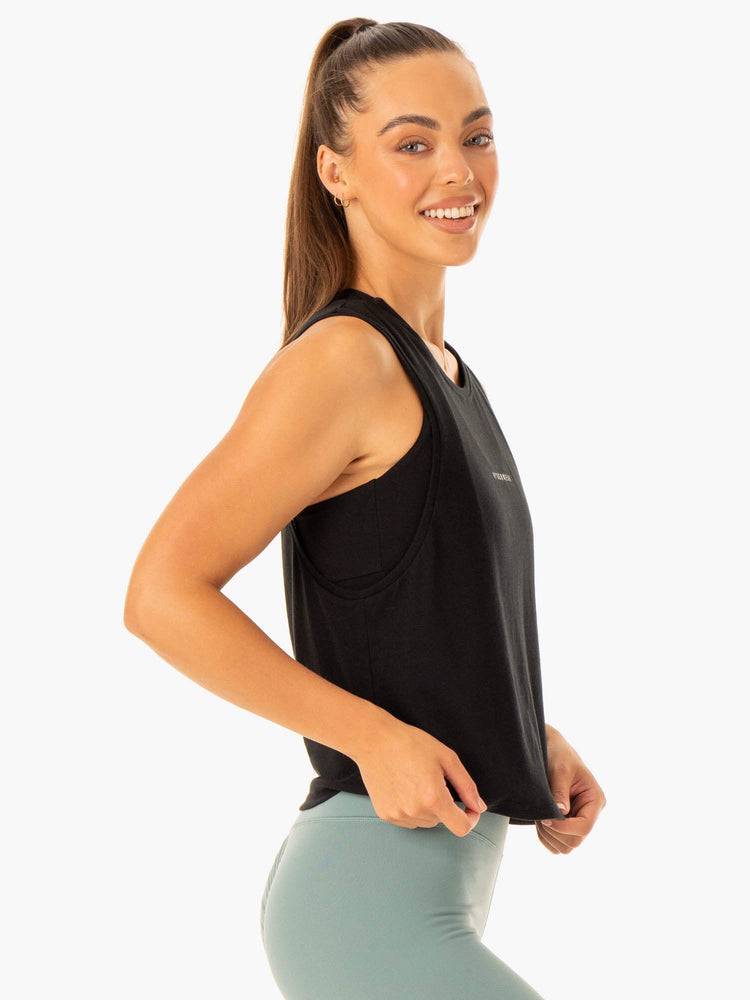 Women's Ryderwear Women Tanks Revival Cotton Tanks Black | NZ2897NB