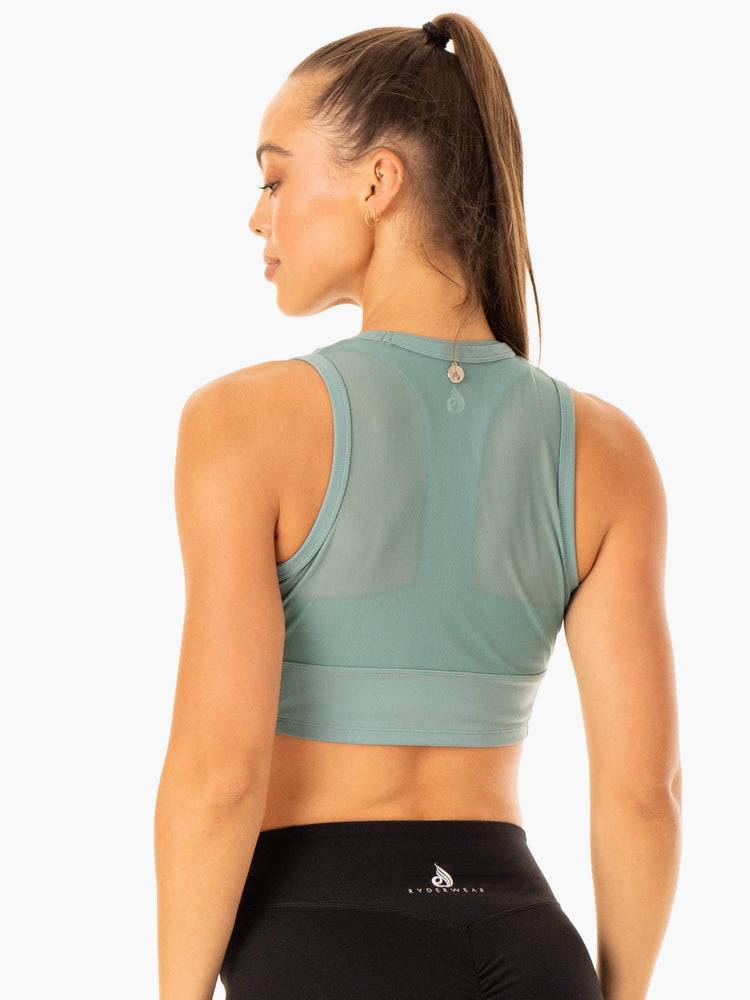 Women's Ryderwear Women Tanks Revival Mesh Tanks Sage Green | NZ2918TV