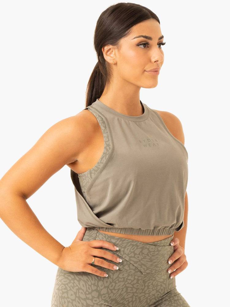 Women's Ryderwear Women Tanks Rotation Tanks Khaki | NZ2904KI