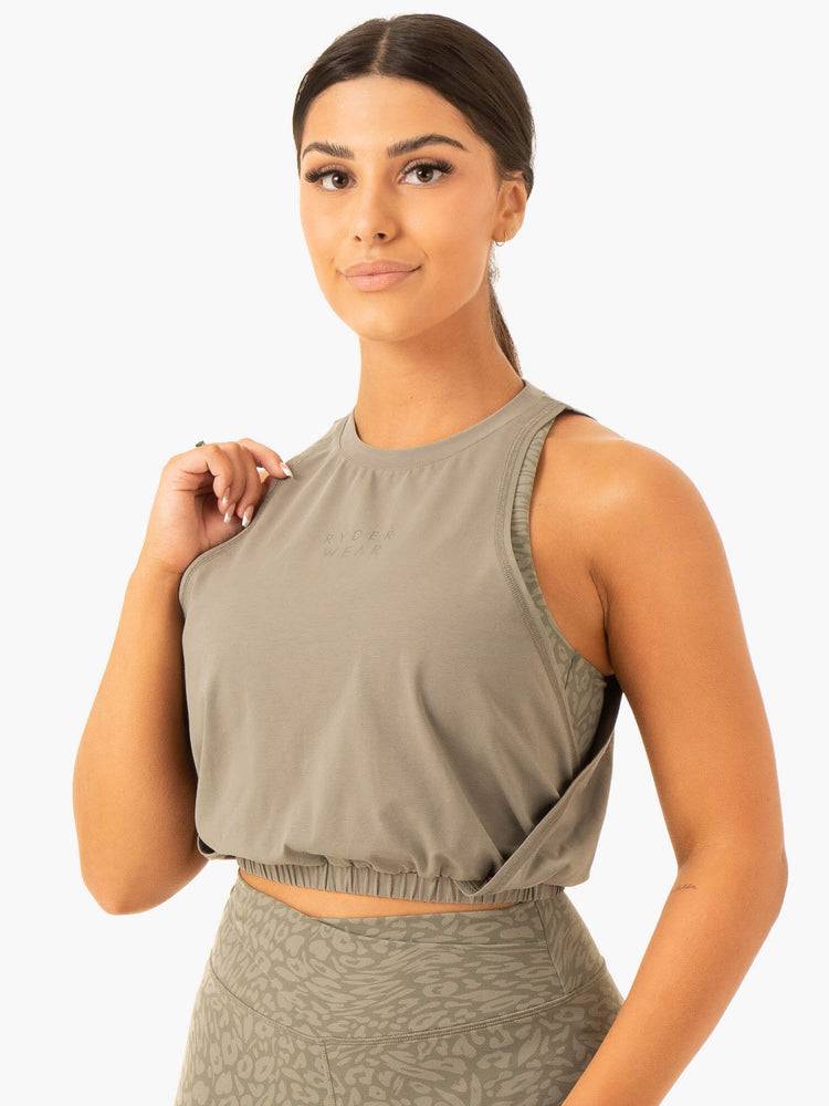 Women's Ryderwear Women Tanks Rotation Tanks Khaki | NZ2904KI