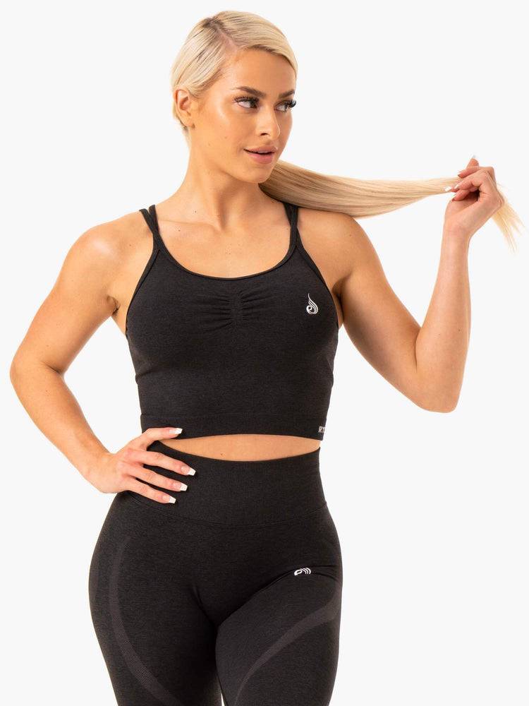 Women's Ryderwear Women Tanks Sculpt Seamless Tanks Black Marl | NZ3023GL