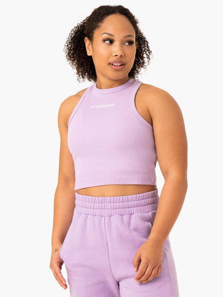 Women's Ryderwear Women Tanks Sideline Rib Crop Tanks Lilac | NZ2809HK