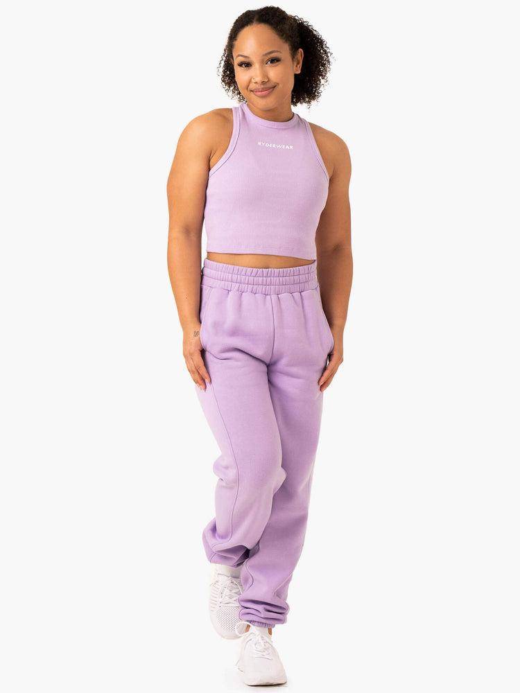 Women's Ryderwear Women Tanks Sideline Rib Crop Tanks Lilac | NZ2809HK