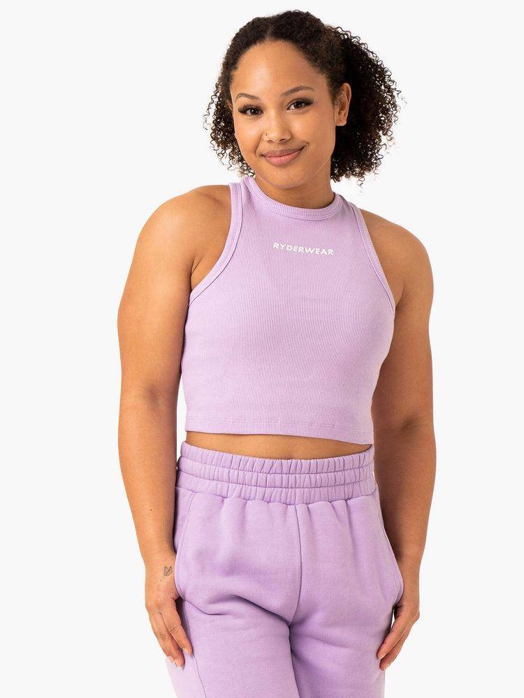 Women\'s Ryderwear Women Tanks Sideline Rib Crop Tanks Lilac | NZ2809HK