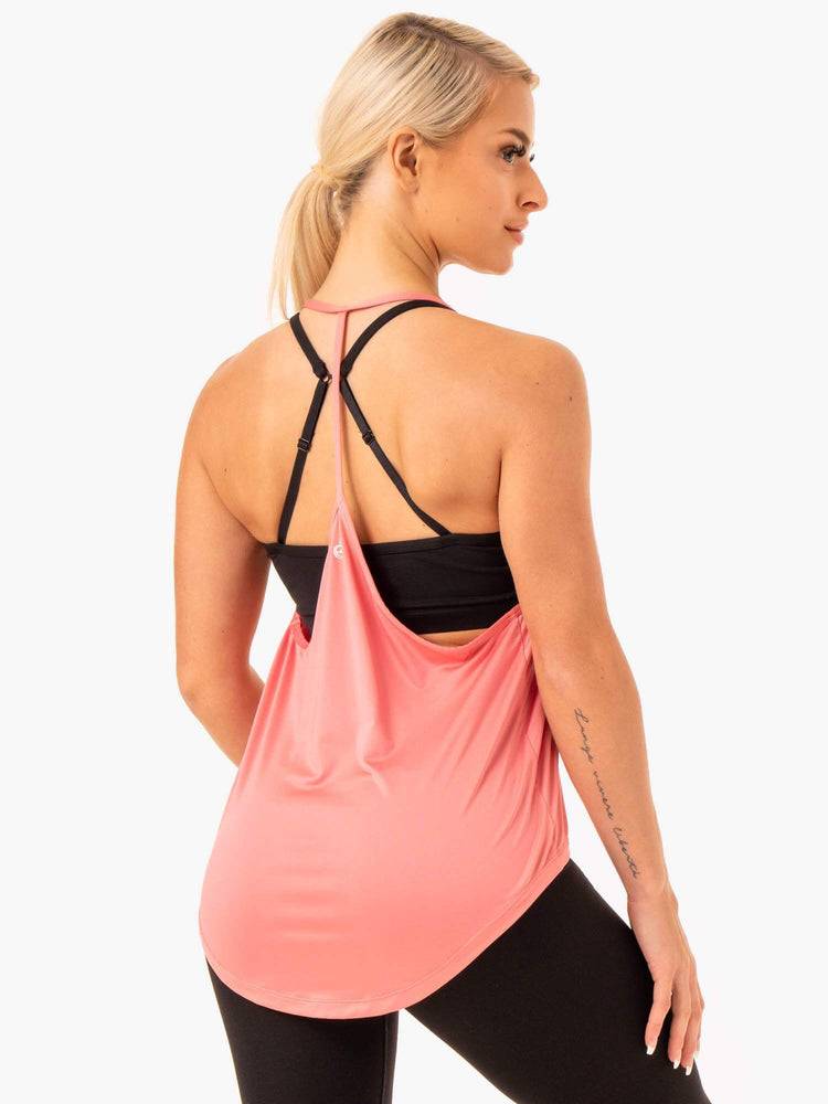 Women's Ryderwear Women Tanks Staples Slinky T-Back Tanks Rose Pink | NZ2944VD