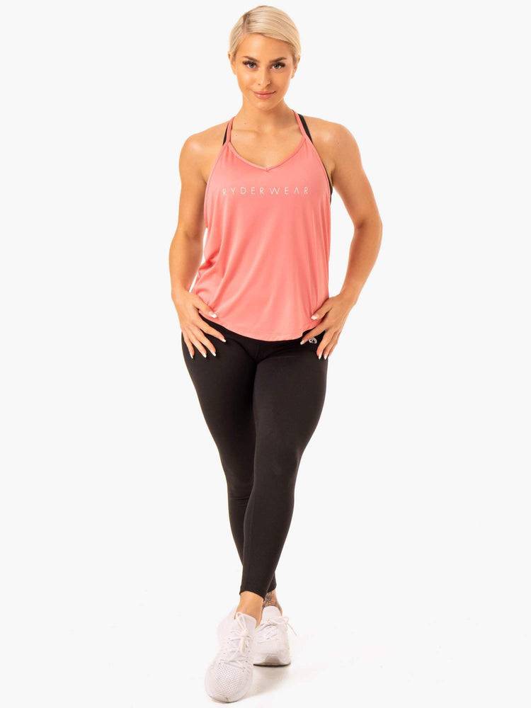 Women's Ryderwear Women Tanks Staples Slinky T-Back Tanks Rose Pink | NZ2944VD