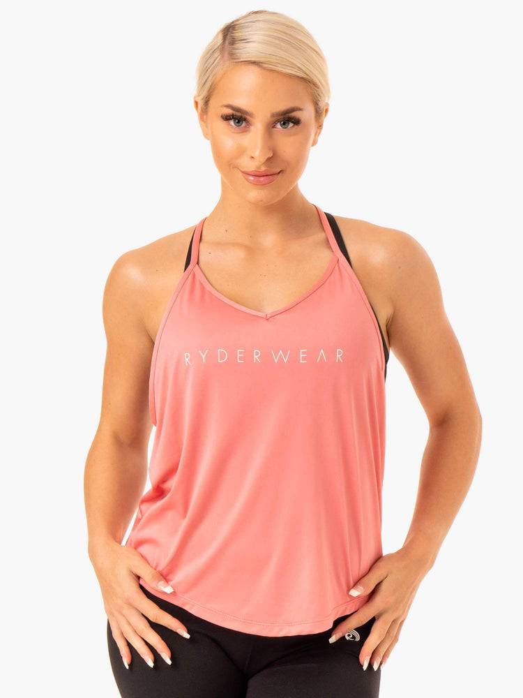 Women\'s Ryderwear Women Tanks Staples Slinky T-Back Tanks Rose Pink | NZ2944VD