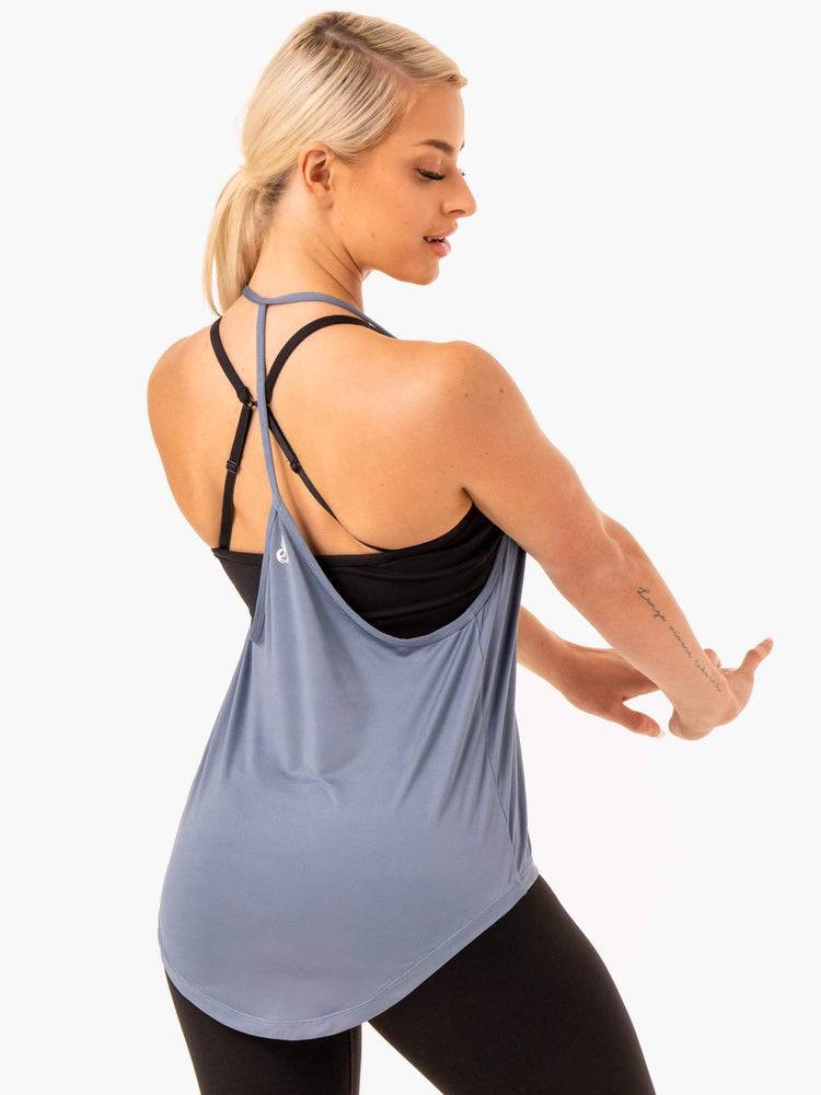 Women's Ryderwear Women Tanks Staples Slinky T-Back Tanks Steel Grey | NZ2963RW