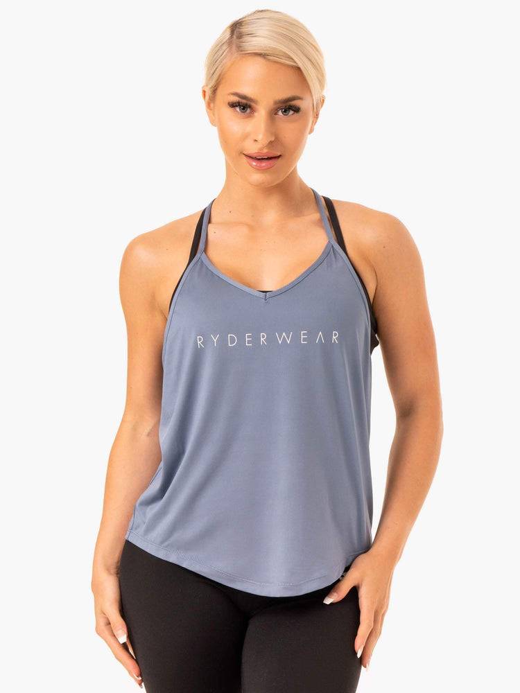 Women's Ryderwear Women Tanks Staples Slinky T-Back Tanks Steel Grey | NZ2963RW