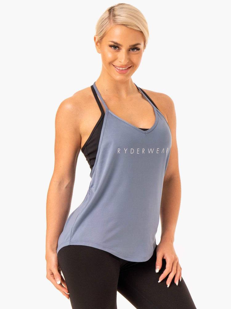 Women's Ryderwear Women Tanks Staples Slinky T-Back Tanks Steel Grey | NZ2963RW