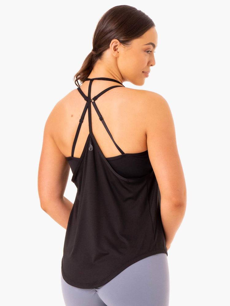 Women's Ryderwear Women Tanks Staples Slinky T-Back Tanks Black | NZ2990RW