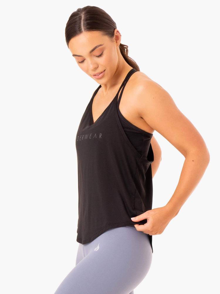 Women's Ryderwear Women Tanks Staples Slinky T-Back Tanks Black | NZ2990RW