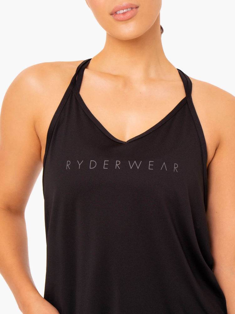 Women's Ryderwear Women Tanks Staples Slinky T-Back Tanks Black | NZ2990RW