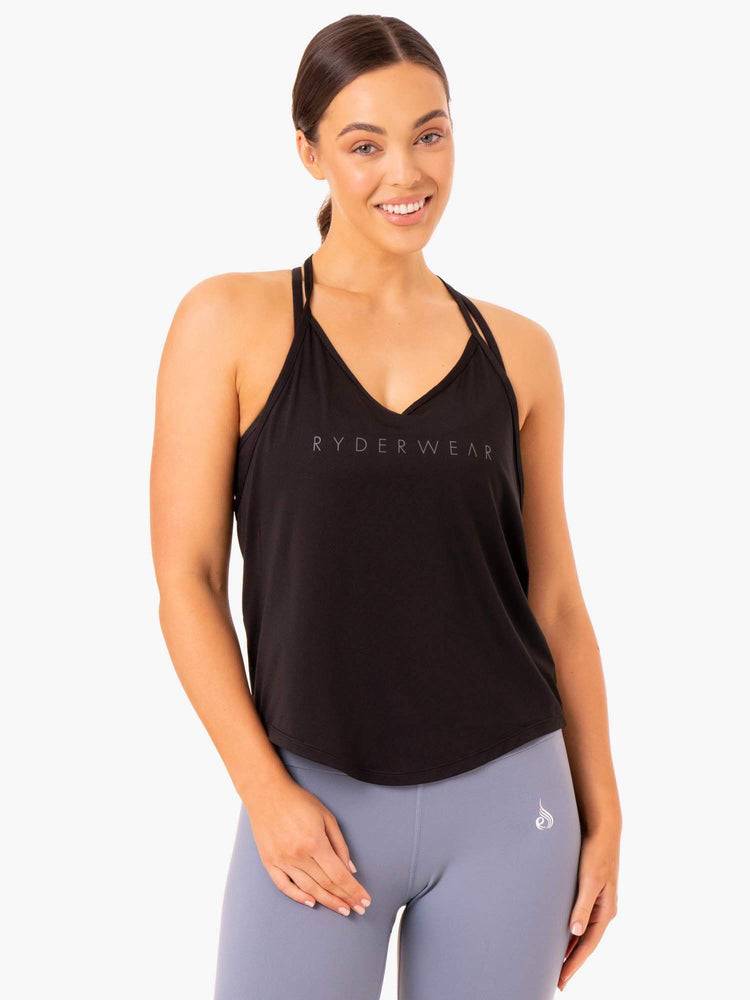 Women\'s Ryderwear Women Tanks Staples Slinky T-Back Tanks Black | NZ2990RW