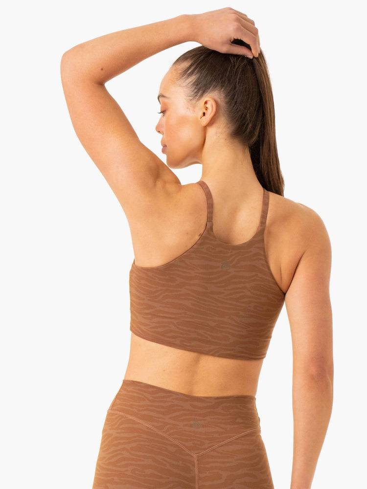 Women's Ryderwear Women Tanks Transform Reversible Sports Crop Tanks Chocolate Zebra | NZ2856FM