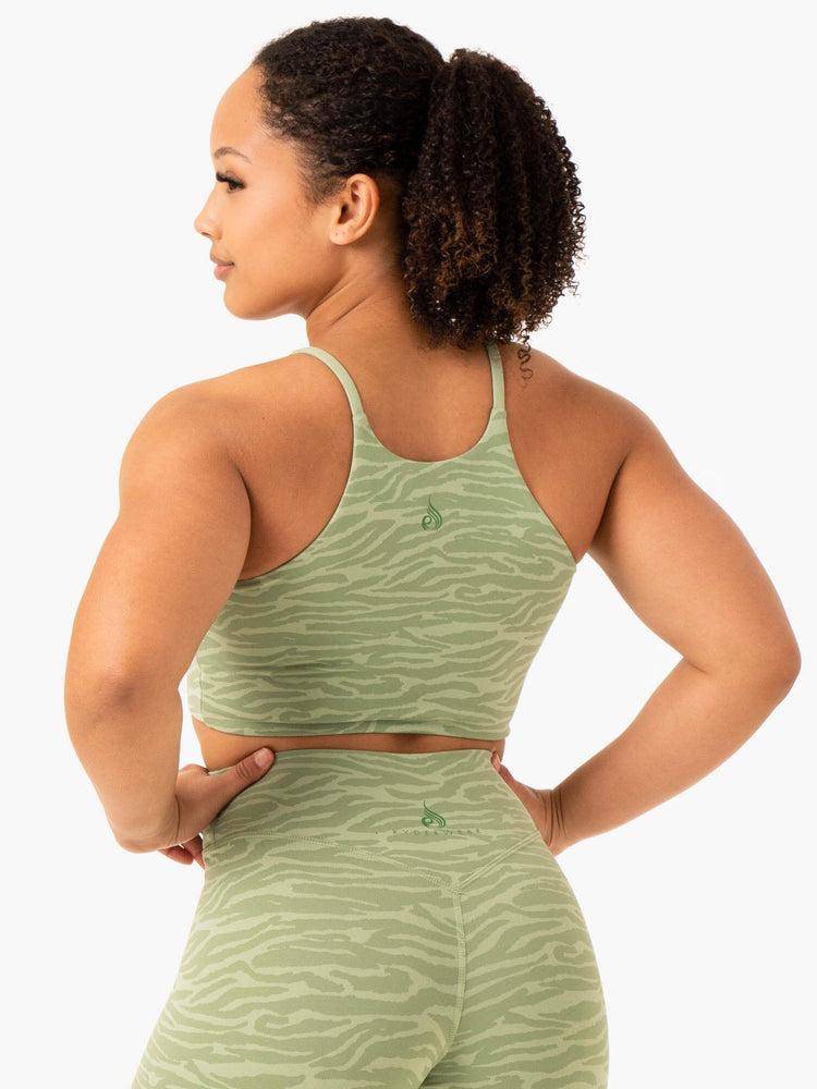 Women's Ryderwear Women Tanks Transform Reversible Sports Crop Tanks Jade Green Zebra | NZ2889UT