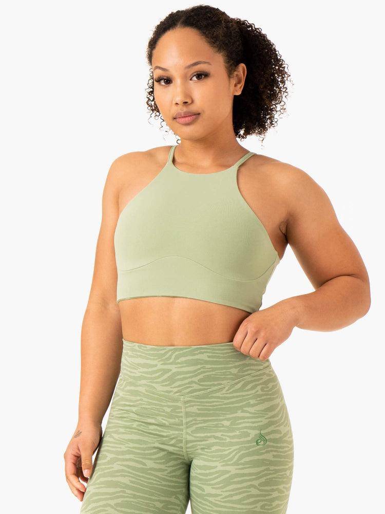 Women's Ryderwear Women Tanks Transform Reversible Sports Crop Tanks Jade Green Zebra | NZ2889UT