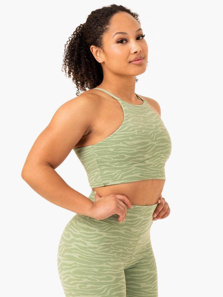 Women's Ryderwear Women Tanks Transform Reversible Sports Crop Tanks Jade Green Zebra | NZ2889UT