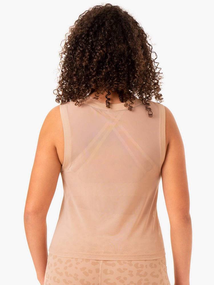 Women's Ryderwear Women Tanks Ultra Mesh Tanks Tan | NZ2888IS