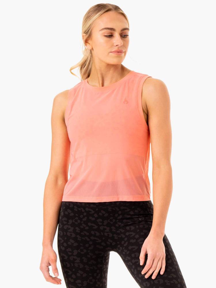 Women\'s Ryderwear Women Tanks Ultra Mesh Tanks Coral | NZ2910DN