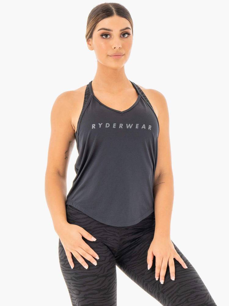 Women's Ryderwear Women Tanks Wild Slinky T-Back Tanks Black | NZ3017XF