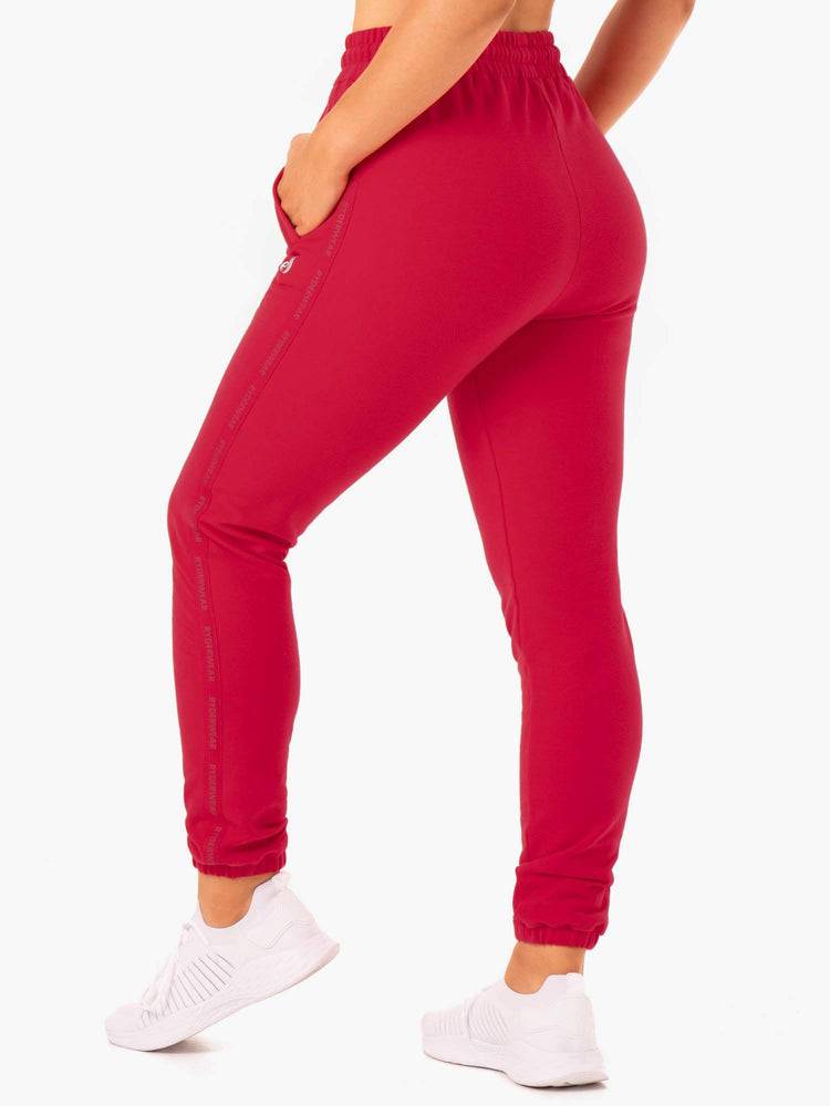 Women's Ryderwear Women Track Pants Base High Waisted Track Pants Cherry Red | NZ3050GL