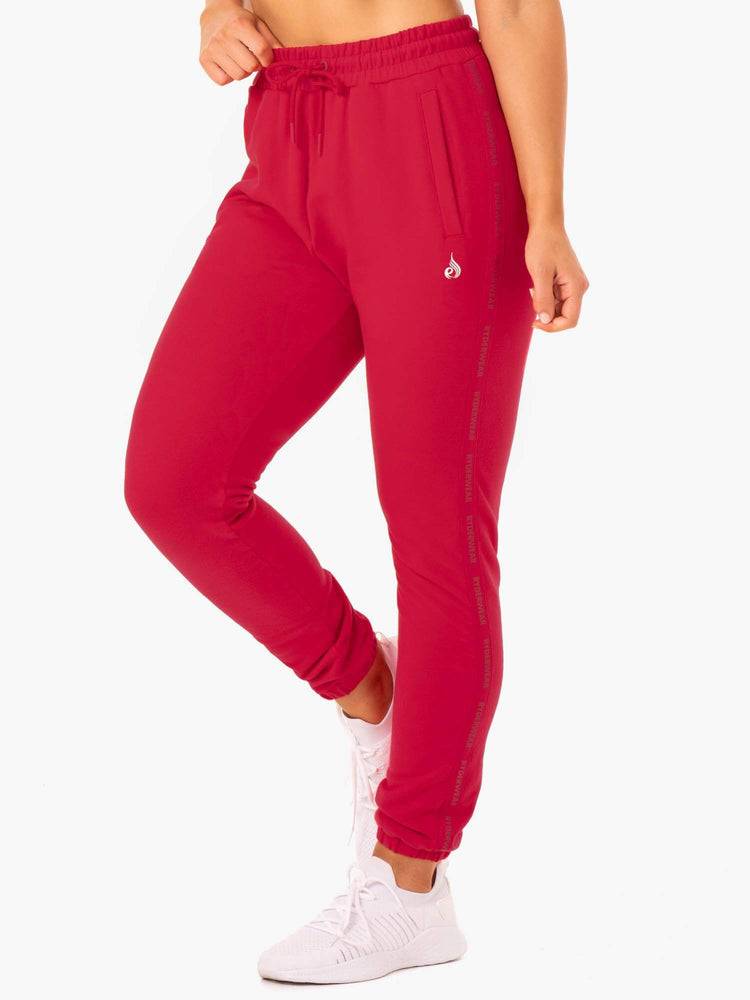 Women's Ryderwear Women Track Pants Base High Waisted Track Pants Cherry Red | NZ3050GL