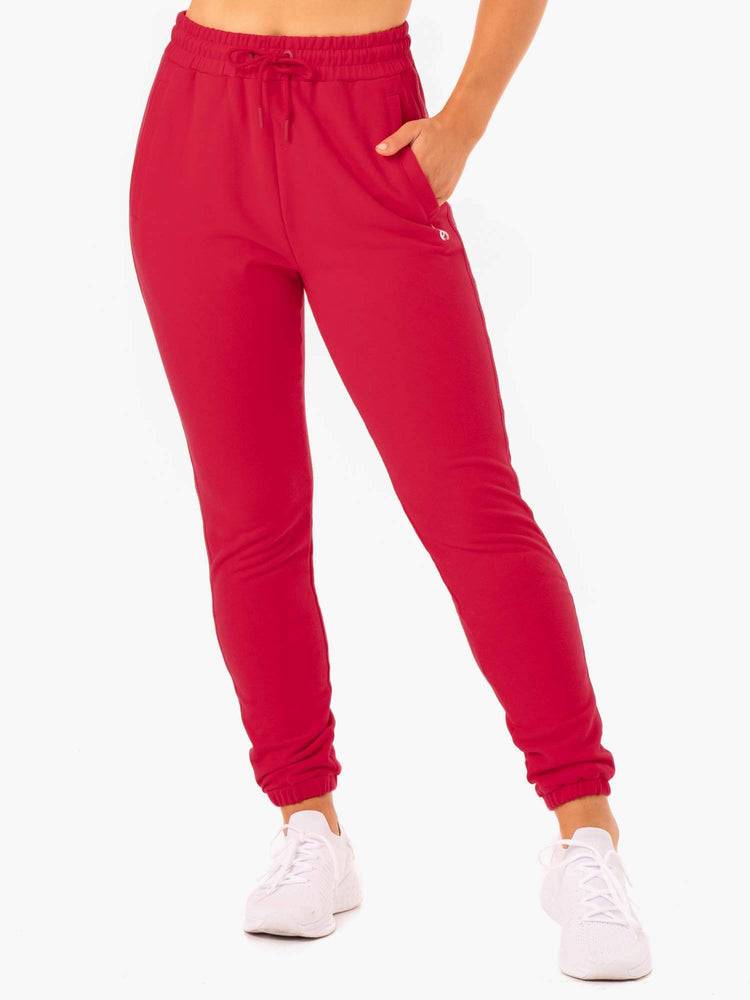 Women\'s Ryderwear Women Track Pants Base High Waisted Track Pants Cherry Red | NZ3050GL