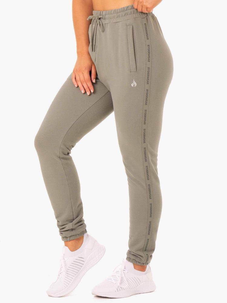 Women's Ryderwear Women Track Pants Base High Waisted Track Pants Khaki | NZ3054AP