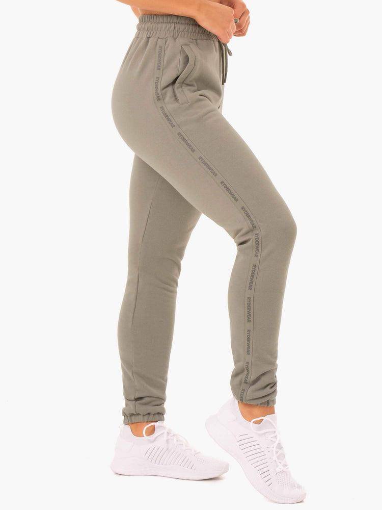 Women's Ryderwear Women Track Pants Base High Waisted Track Pants Khaki | NZ3054AP