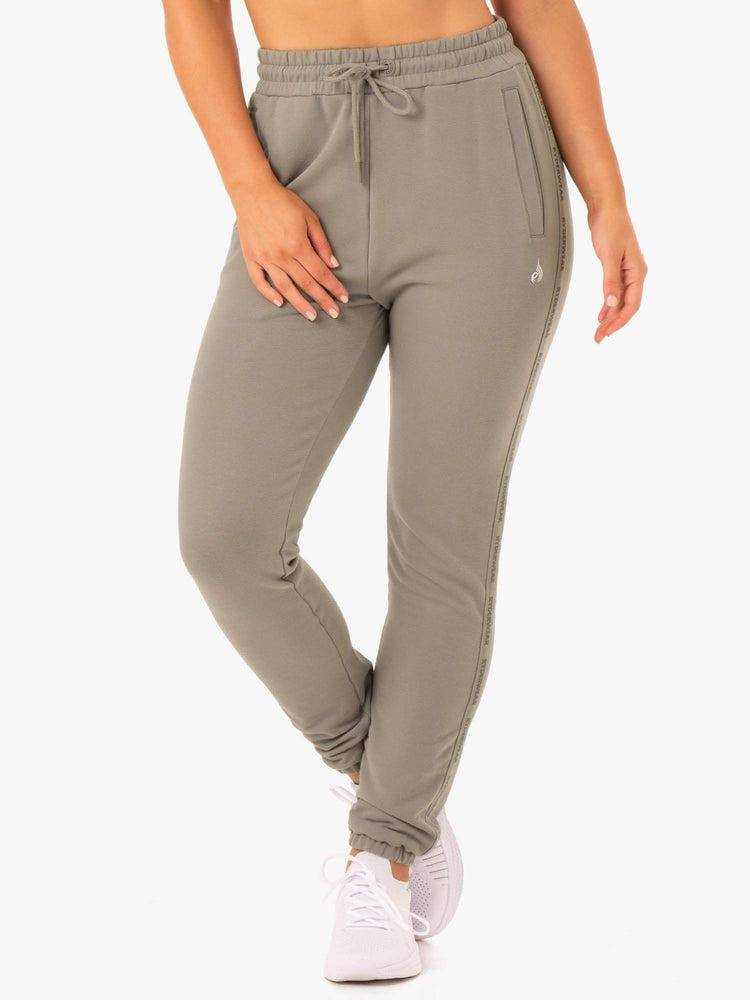 Women\'s Ryderwear Women Track Pants Base High Waisted Track Pants Khaki | NZ3054AP