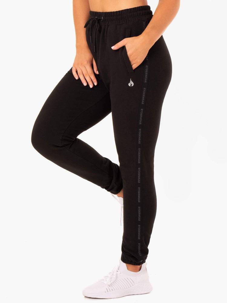 Women's Ryderwear Women Track Pants Base High Waisted Track Pants Black | NZ3055PQ