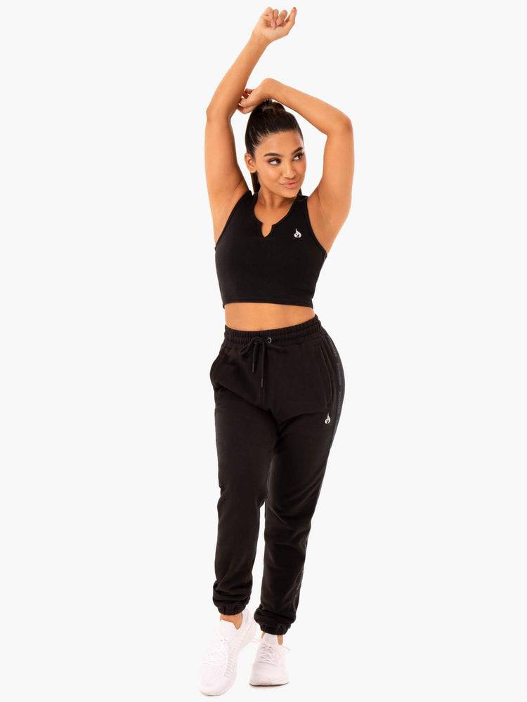 Women's Ryderwear Women Track Pants Base High Waisted Track Pants Black | NZ3055PQ