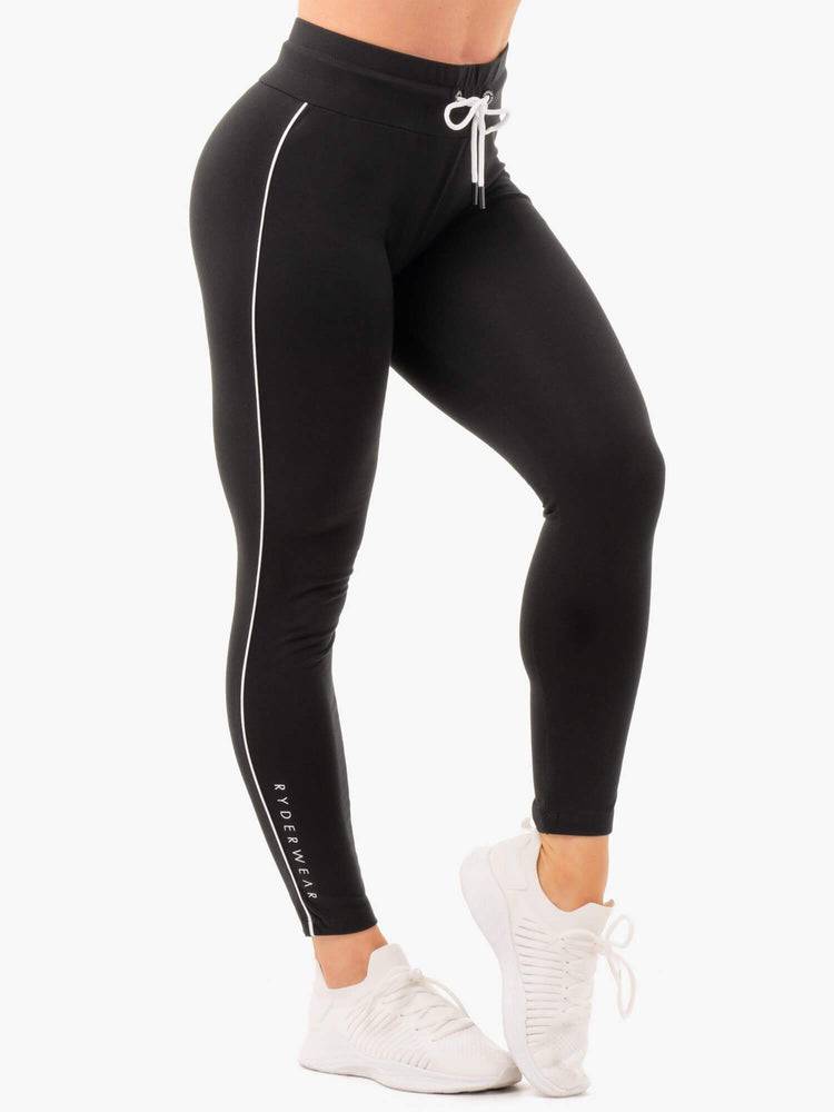 Women's Ryderwear Women Track Pants High Waisted Leggings Track Pants Black | NZ3029OR