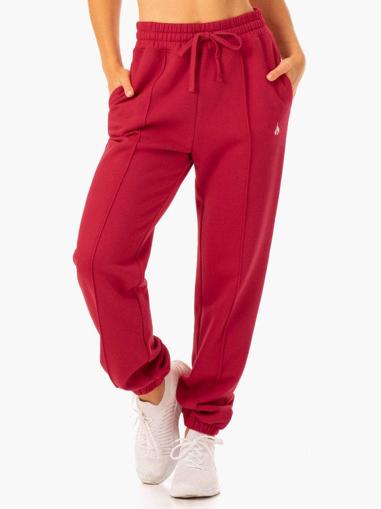 Women\'s Ryderwear Women Track Pants Revival High Waisted Track Pants Red | NZ3072AP