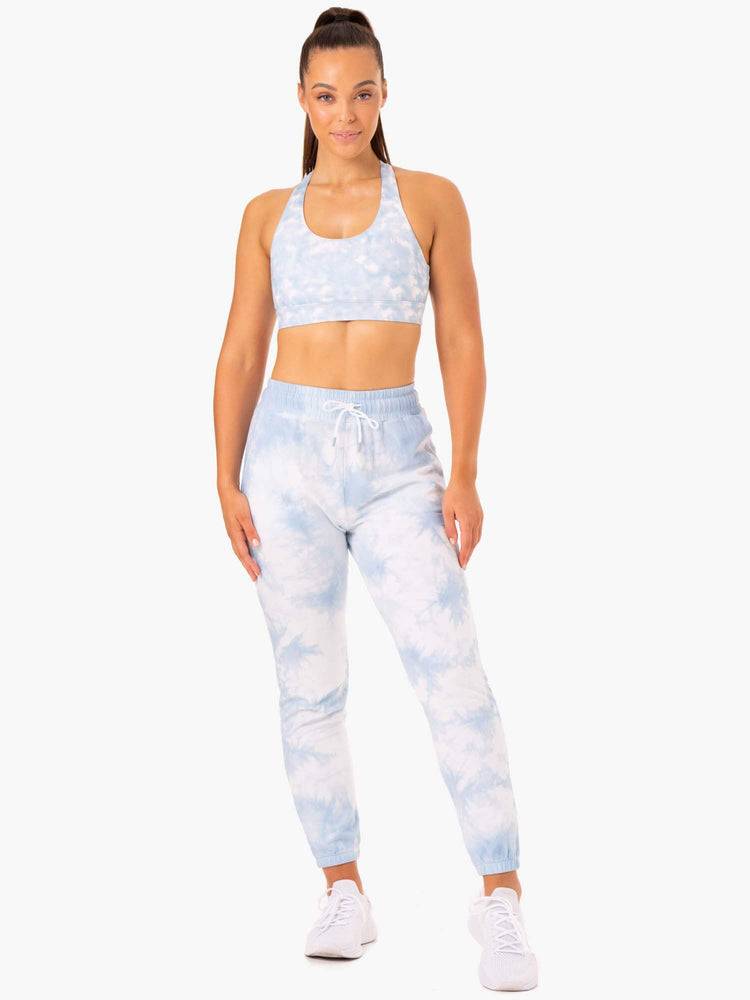 Women's Ryderwear Women Track Pants Tie Dye High Waisted Track Pants Sky Blue Tie Dye | NZ3057IS