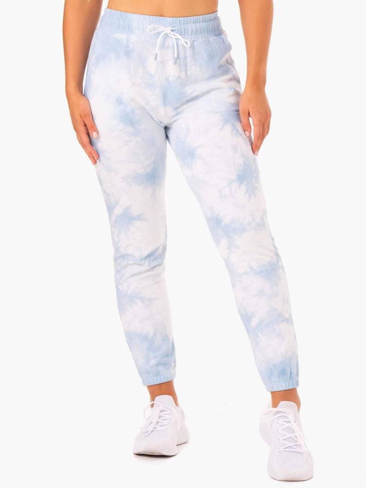 Women\'s Ryderwear Women Track Pants Tie Dye High Waisted Track Pants Sky Blue Tie Dye | NZ3057IS